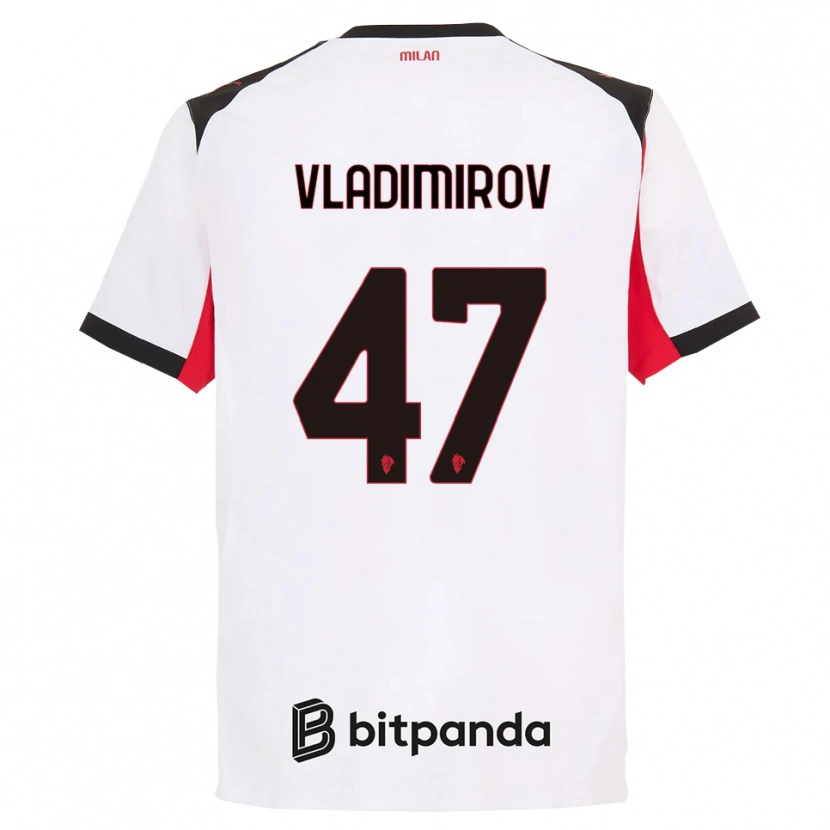 Danxen Mænd Valeri Vladimirov #47 Hvid Sort Udebane Spillertrøjer 2025/26 Trøje T-Shirt