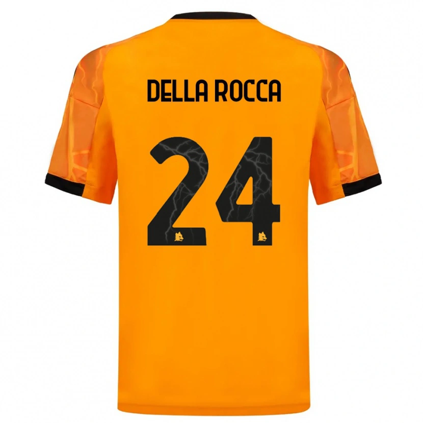 Danxen Mænd Mattia Della Rocca #24 Orange Sort Udebane Spillertrøjer 2025/26 Trøje T-Shirt