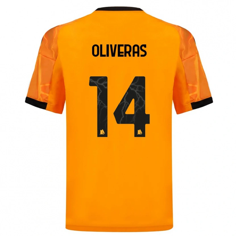 Danxen Mænd Jan Oliveras #14 Orange Sort Udebane Spillertrøjer 2025/26 Trøje T-Shirt