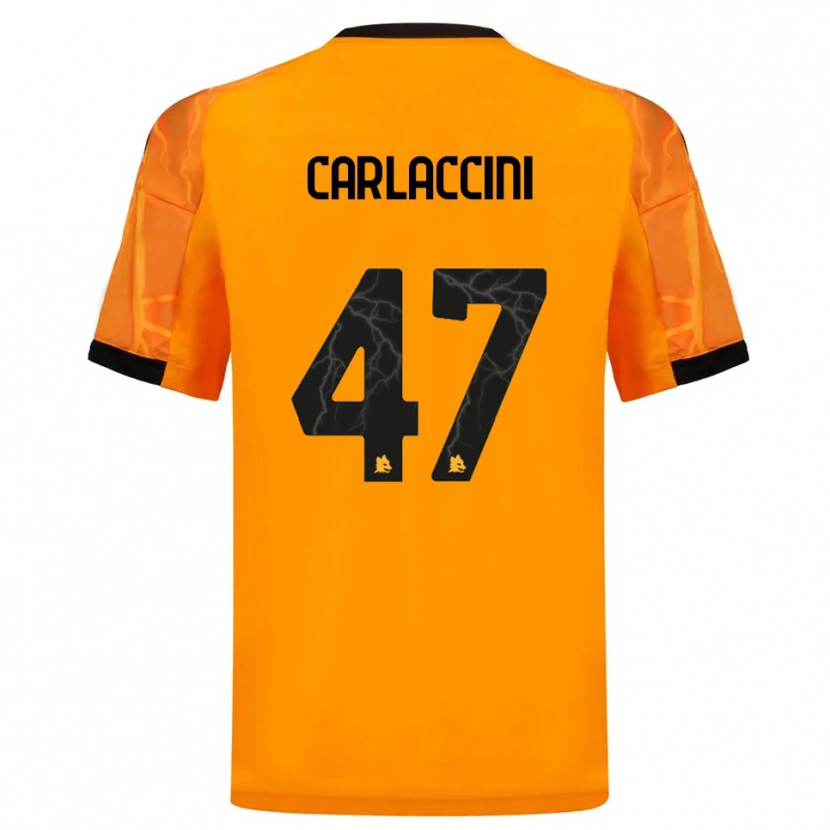 Danxen Mænd Samuele Carlaccini #47 Orange Sort Udebane Spillertrøjer 2025/26 Trøje T-Shirt