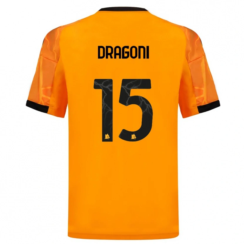 Danxen Mænd Giulia Dragoni #15 Orange Sort Udebane Spillertrøjer 2025/26 Trøje T-Shirt