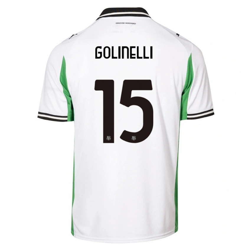 Danxen Mænd Emanuele Golinelli #15 Hvid Grøn Sort Udebane Spillertrøjer 2025/26 Trøje T-Shirt