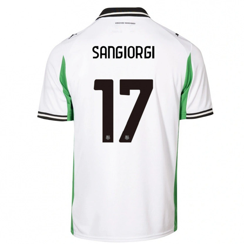 Danxen Mænd Federico Sangiorgi #17 Hvid Grøn Sort Udebane Spillertrøjer 2025/26 Trøje T-Shirt