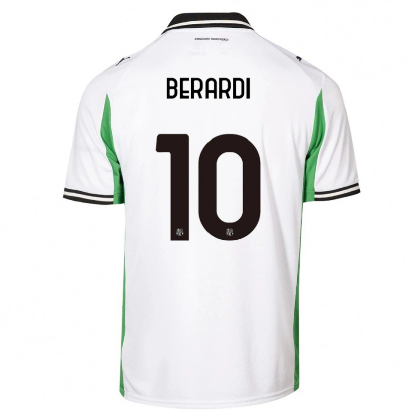 Danxen Mænd Domenico Berardi #10 Hvid Grøn Sort Udebane Spillertrøjer 2025/26 Trøje T-Shirt