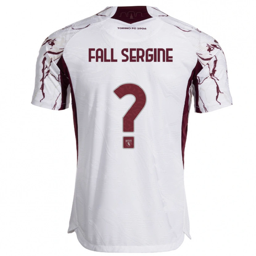 Danxen Mænd Fallou Fall Sergine #0 Hvid Burgunder Udebane Spillertrøjer 2025/26 Trøje T-Shirt