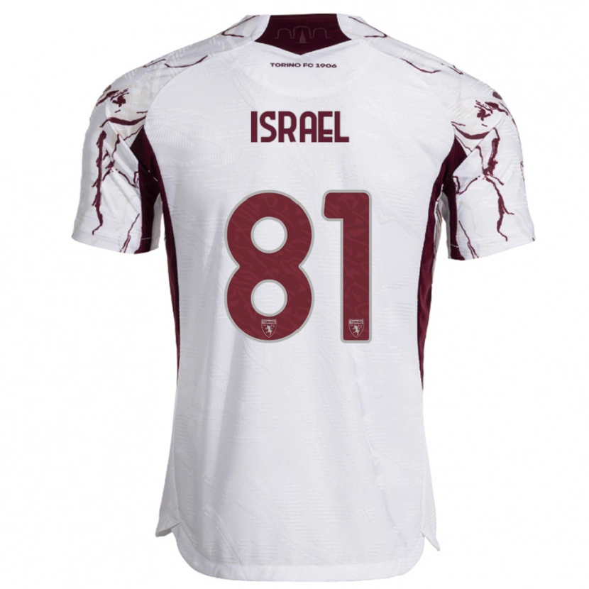 Danxen Mænd Franco Israel #81 Hvid Burgunder Udebane Spillertrøjer 2025/26 Trøje T-Shirt