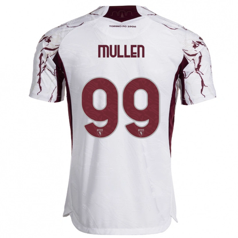 Danxen Mænd Senan Mullen #99 Hvid Burgunder Udebane Spillertrøjer 2025/26 Trøje T-Shirt