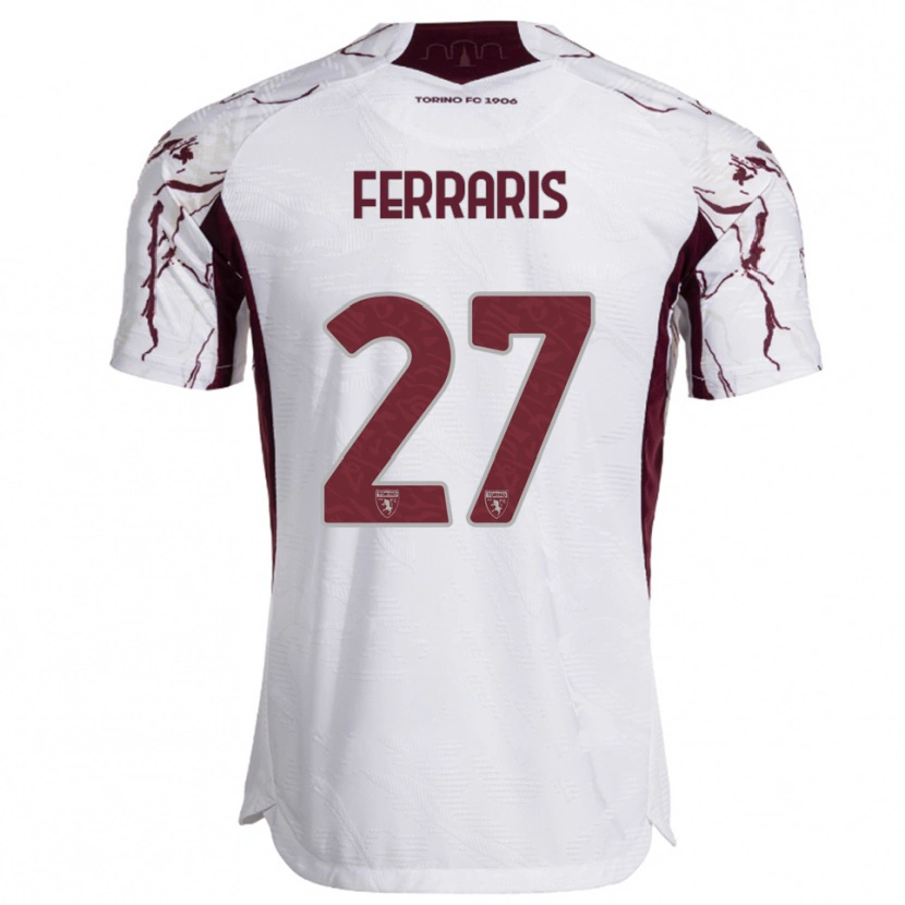 Danxen Mænd Lorenzo Ferraris #27 Hvid Burgunder Udebane Spillertrøjer 2025/26 Trøje T-Shirt