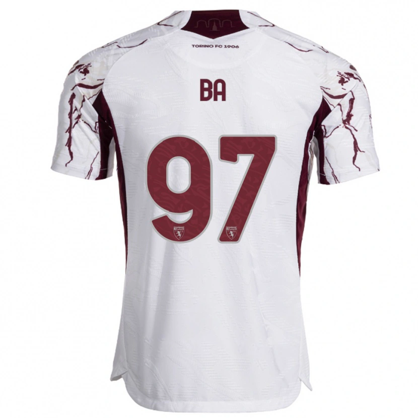 Danxen Mænd El-Hadji Ba #97 Hvid Burgunder Udebane Spillertrøjer 2025/26 Trøje T-Shirt