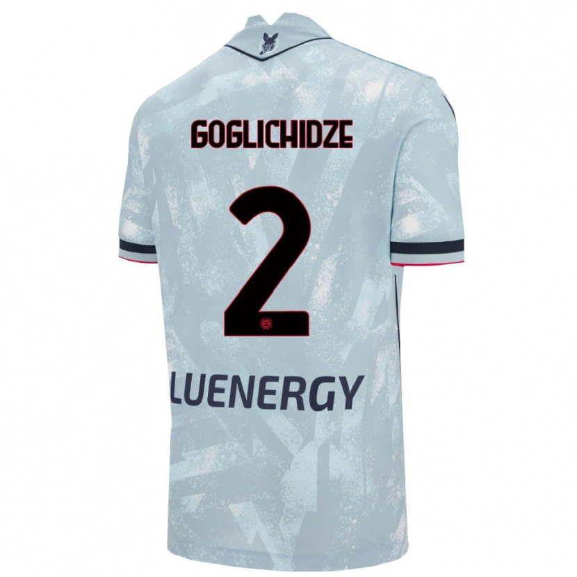 Danxen Mænd Saba Goglichidze #2 Lyseblå Sort Udebane Spillertrøjer 2025/26 Trøje T-Shirt