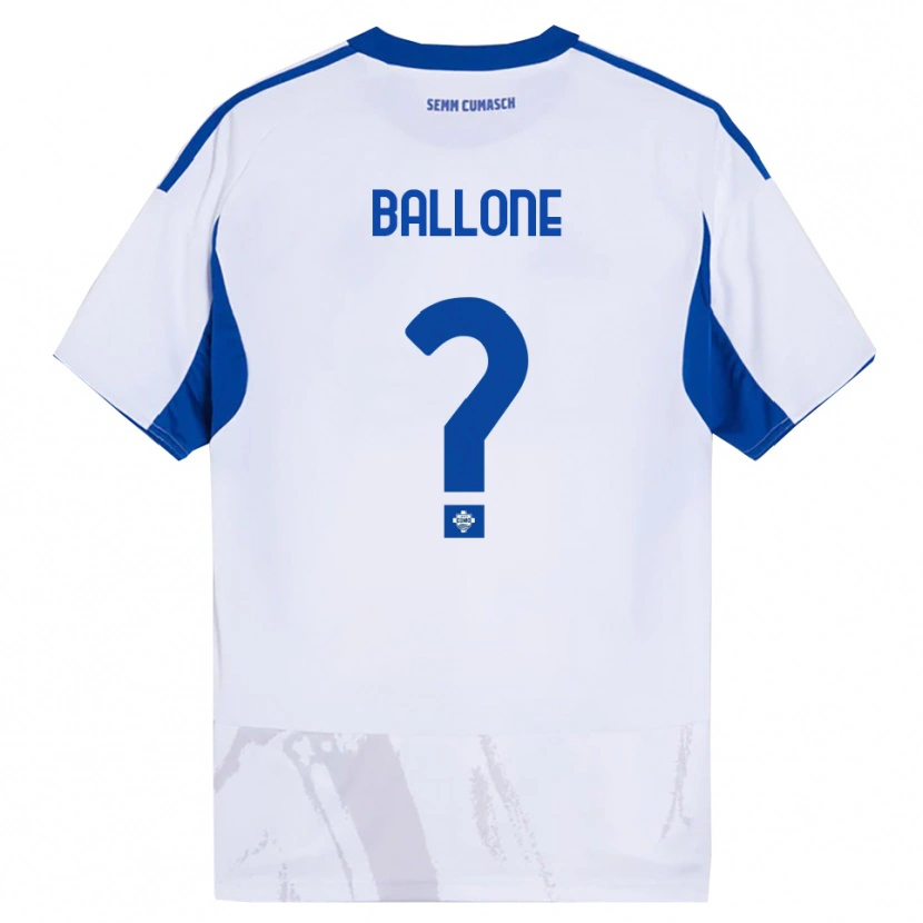 Danxen Mænd Andrea Ballone #0 Hvid Blå Udebane Spillertrøjer 2025/26 Trøje T-Shirt