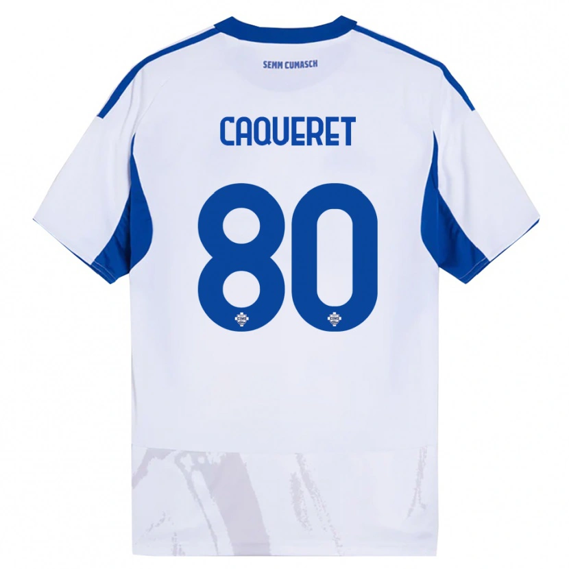 Danxen Mænd Maxence Caqueret #80 Hvid Blå Udebane Spillertrøjer 2025/26 Trøje T-Shirt