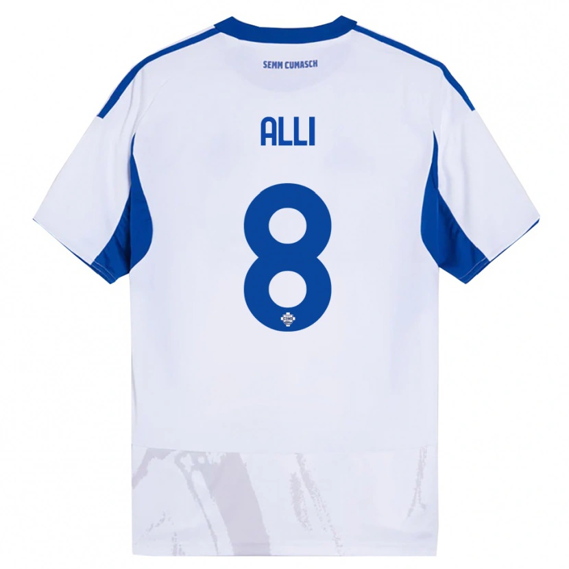 Danxen Mænd Dele Alli #8 Hvid Blå Udebane Spillertrøjer 2025/26 Trøje T-Shirt