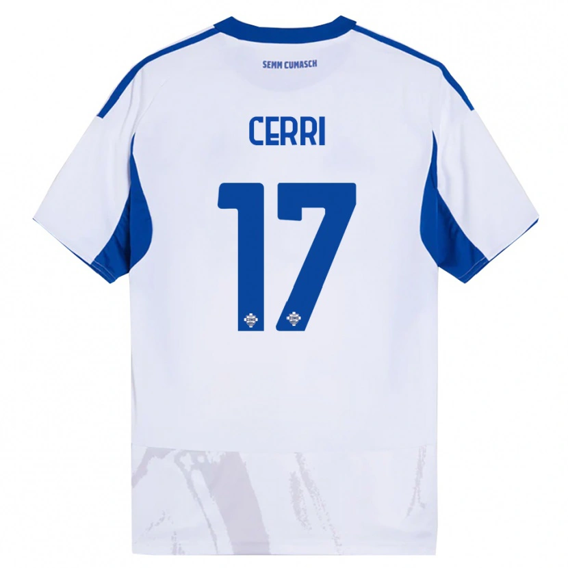 Danxen Mænd Alberto Cerri #17 Hvid Blå Udebane Spillertrøjer 2025/26 Trøje T-Shirt