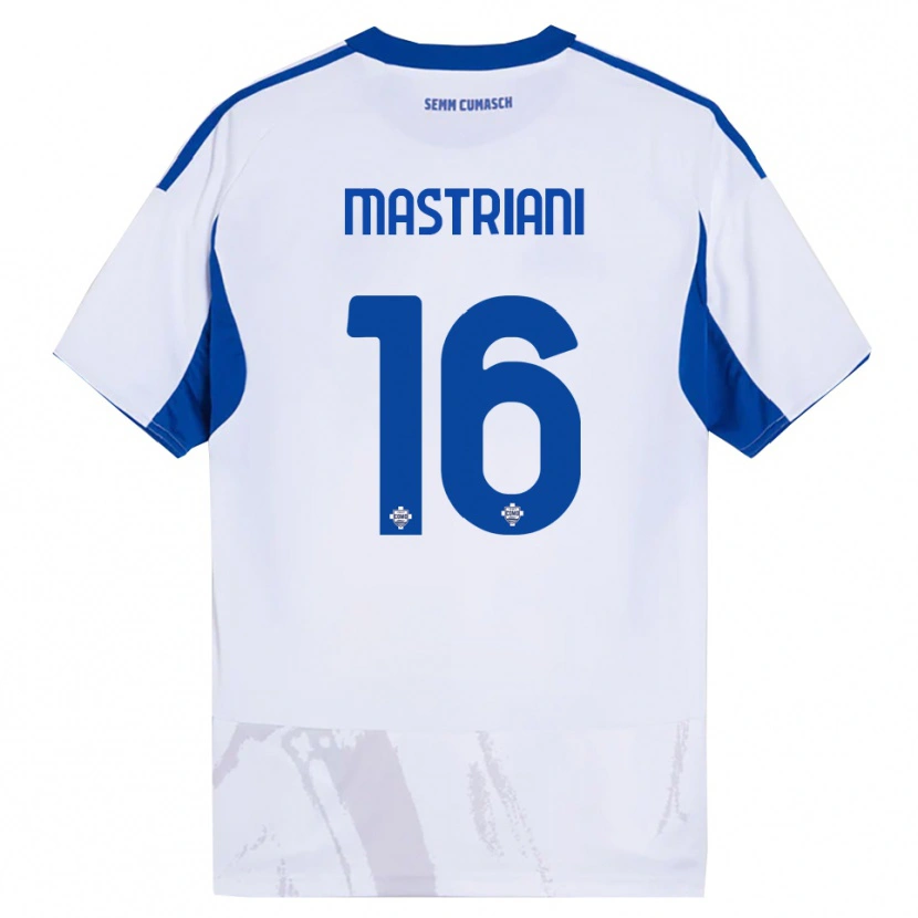 Danxen Mænd Salvatore Mastriani #16 Hvid Blå Udebane Spillertrøjer 2025/26 Trøje T-Shirt