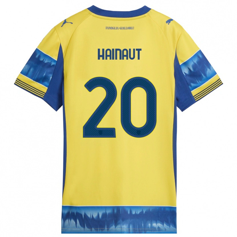 Danxen Mænd Antoine Hainaut #20 Gul Blå Udebane Spillertrøjer 2025/26 Trøje T-Shirt