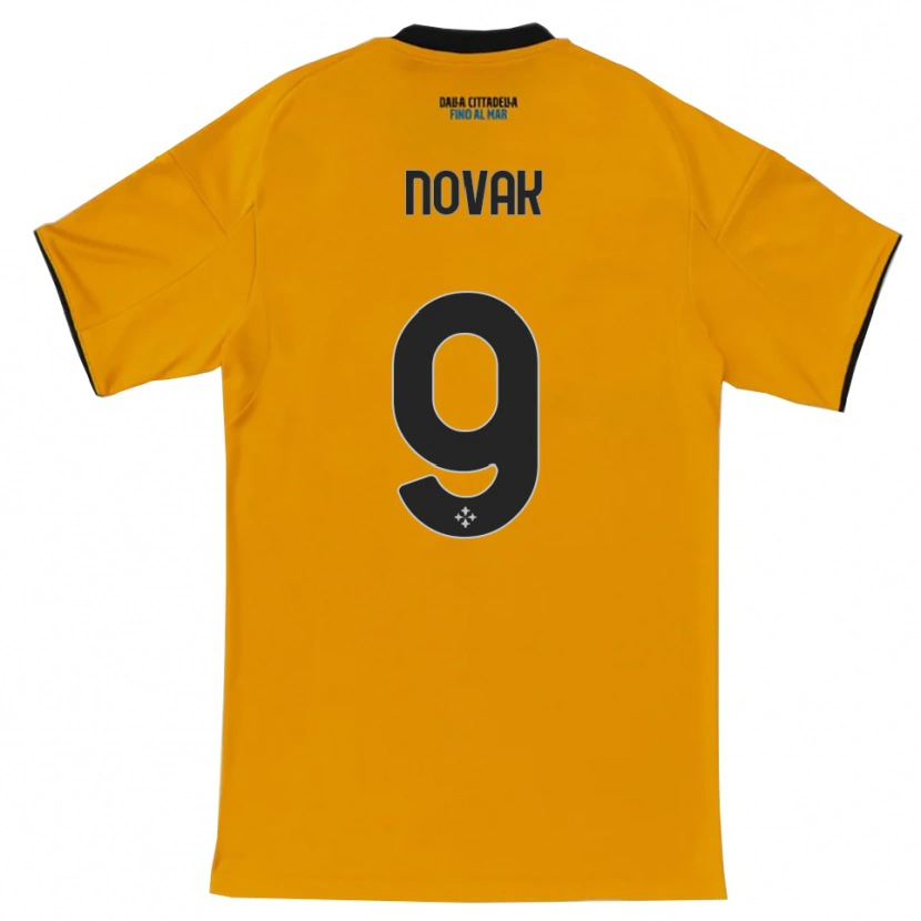 Danxen Mænd Maros Novak #9 Orange Blå Udebane Spillertrøjer 2025/26 Trøje T-Shirt