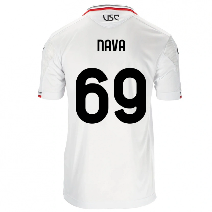 Danxen Mænd Lapo Nava #69 Hvid Rød Udebane Spillertrøjer 2025/26 Trøje T-Shirt