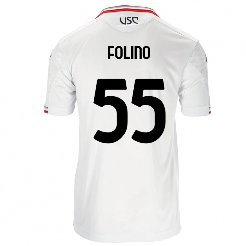 Danxen Mænd Francesco Folino #55 Hvid Rød Udebane Spillertrøjer 2025/26 Trøje T-Shirt