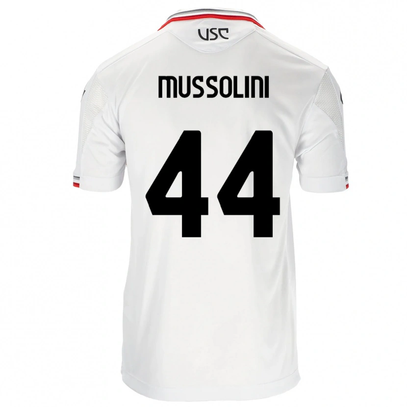 Danxen Mænd Romano Floriani Mussolini #44 Hvid Rød Udebane Spillertrøjer 2025/26 Trøje T-Shirt