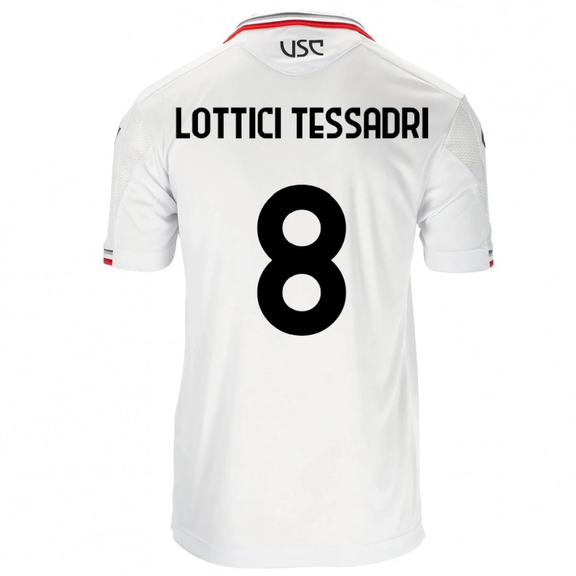 Danxen Mænd Simone Lottici Tessadri #8 Hvid Rød Udebane Spillertrøjer 2025/26 Trøje T-Shirt