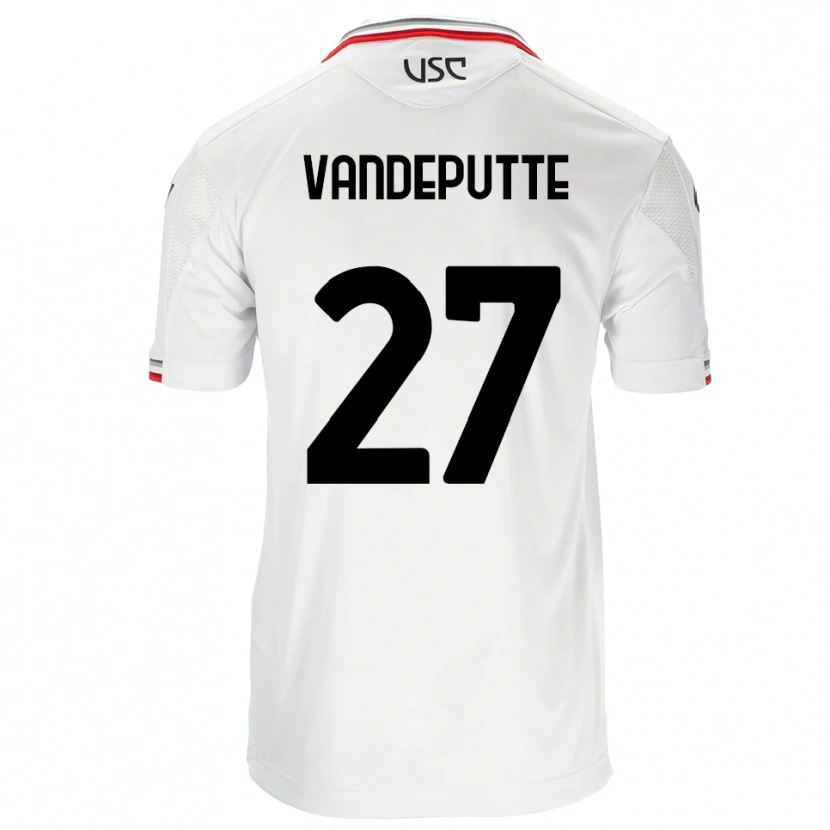 Danxen Mænd Jari Vandeputte #27 Hvid Rød Udebane Spillertrøjer 2025/26 Trøje T-Shirt