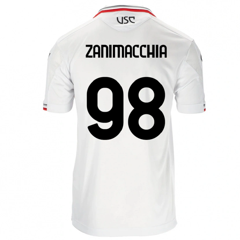 Danxen Mænd Luca Zanimacchia #98 Hvid Rød Udebane Spillertrøjer 2025/26 Trøje T-Shirt