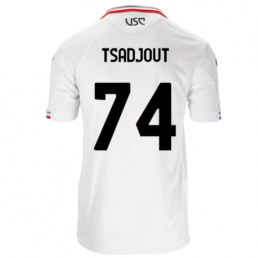 Danxen Mænd Frank Tsadjout #74 Hvid Rød Udebane Spillertrøjer 2025/26 Trøje T-Shirt