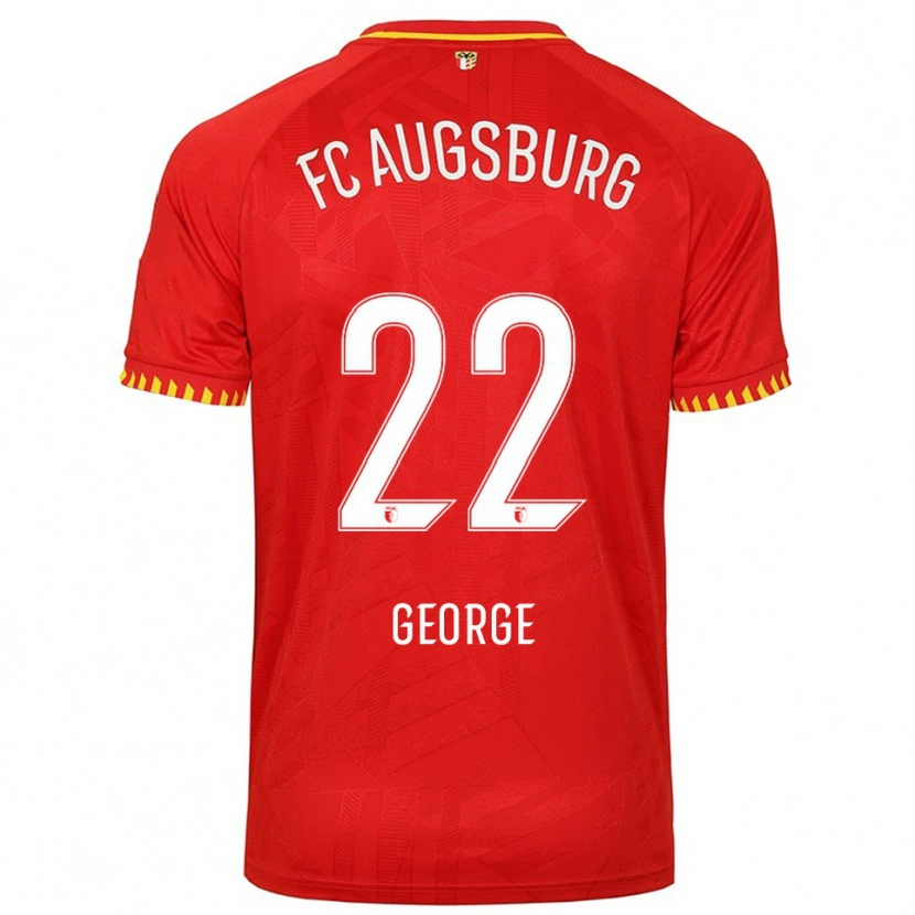 Danxen Mænd Noah George #22 Rød Gul Udebane Spillertrøjer 2025/26 Trøje T-Shirt