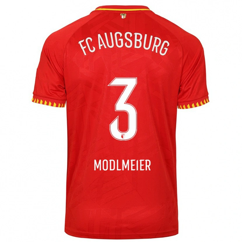 Danxen Mænd Benedikt Modlmeier #3 Rød Gul Udebane Spillertrøjer 2025/26 Trøje T-Shirt