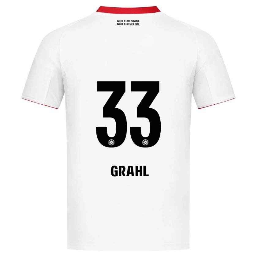 Danxen Mænd Jens Grahl #33 Hvid Rød Udebane Spillertrøjer 2025/26 Trøje T-Shirt