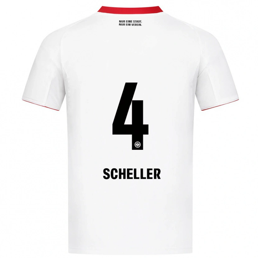 Danxen Mænd Niklas Scheller #4 Hvid Rød Udebane Spillertrøjer 2025/26 Trøje T-Shirt