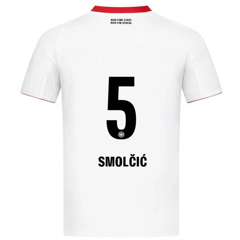 Danxen Mænd Hrvoje Smolcic #5 Hvid Rød Udebane Spillertrøjer 2025/26 Trøje T-Shirt