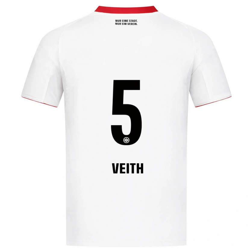 Danxen Mænd Titus Veith #5 Hvid Rød Udebane Spillertrøjer 2025/26 Trøje T-Shirt