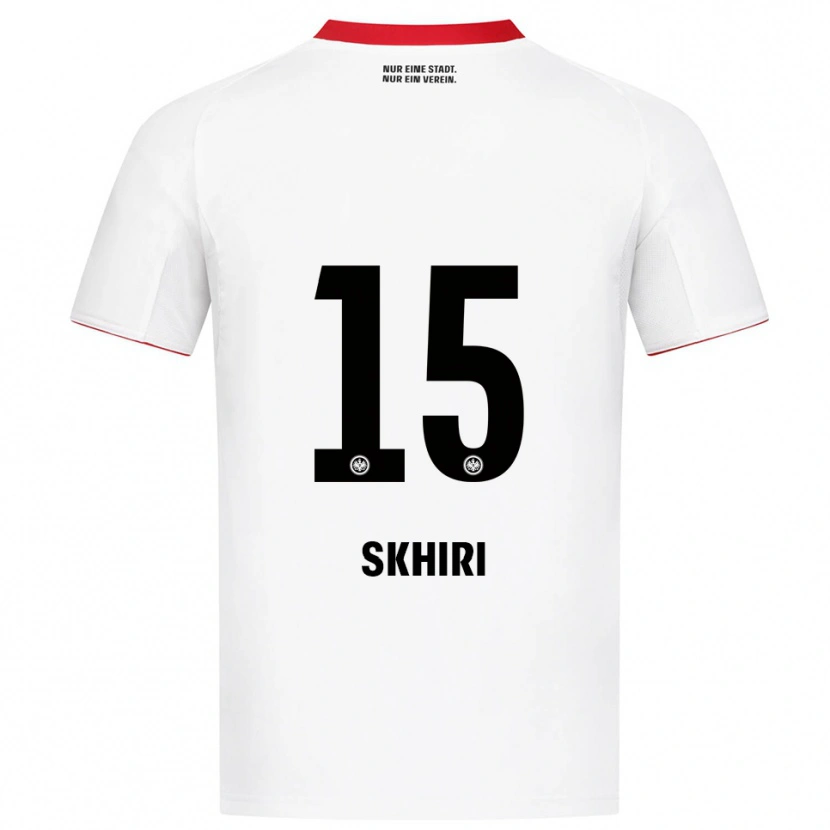 Danxen Mænd Ellyes Skhiri #15 Hvid Rød Udebane Spillertrøjer 2025/26 Trøje T-Shirt