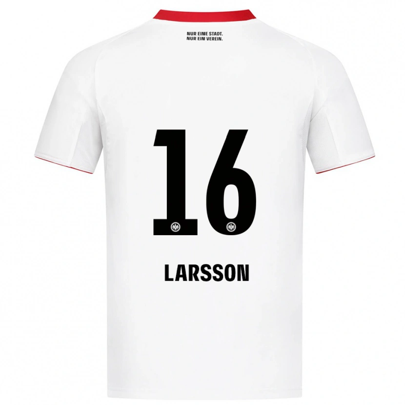 Danxen Mænd Hugo Larsson #16 Hvid Rød Udebane Spillertrøjer 2025/26 Trøje T-Shirt