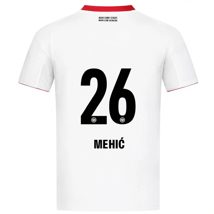Danxen Mænd Liam Mehić #26 Hvid Rød Udebane Spillertrøjer 2025/26 Trøje T-Shirt