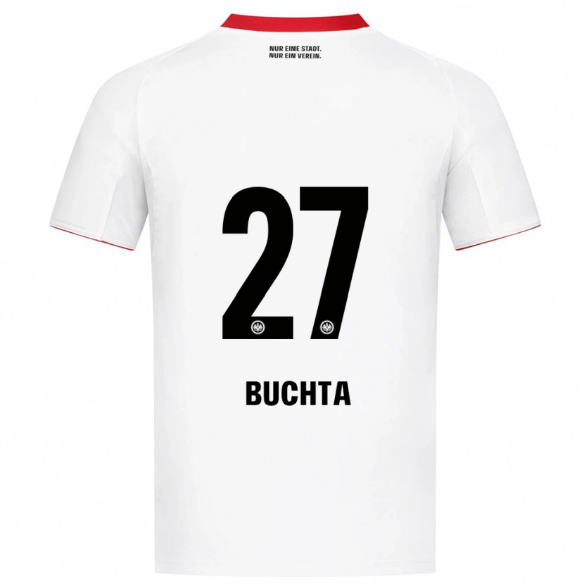 Danxen Mænd Philip Buchta #27 Hvid Rød Udebane Spillertrøjer 2025/26 Trøje T-Shirt