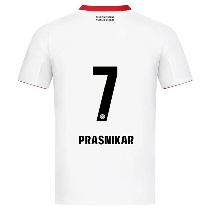 Danxen Mænd Lara Prašnikar #7 Hvid Rød Udebane Spillertrøjer 2025/26 Trøje T-Shirt
