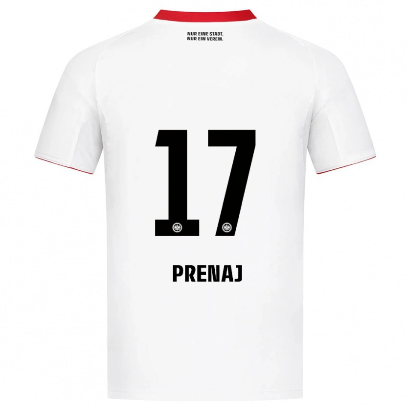 Danxen Mænd Christian Prenaj #17 Hvid Rød Udebane Spillertrøjer 2025/26 Trøje T-Shirt
