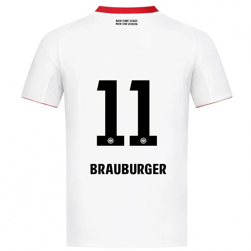 Danxen Mænd Maximilian Brauburger #11 Hvid Rød Udebane Spillertrøjer 2025/26 Trøje T-Shirt