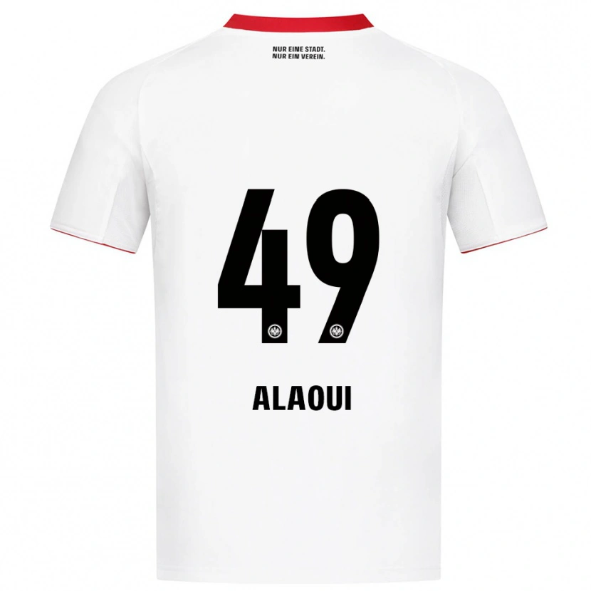 Danxen Mænd Anas Alaoui #49 Hvid Rød Udebane Spillertrøjer 2025/26 Trøje T-Shirt