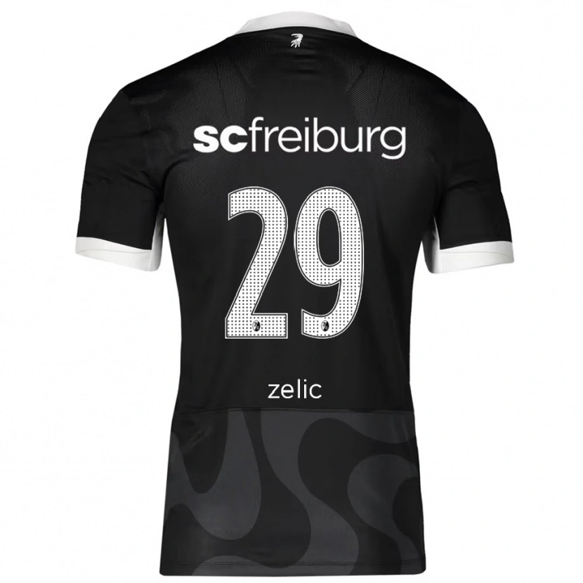 Danxen Mænd Mateo Zelic #29 Sort Hvid Udebane Spillertrøjer 2025/26 Trøje T-Shirt