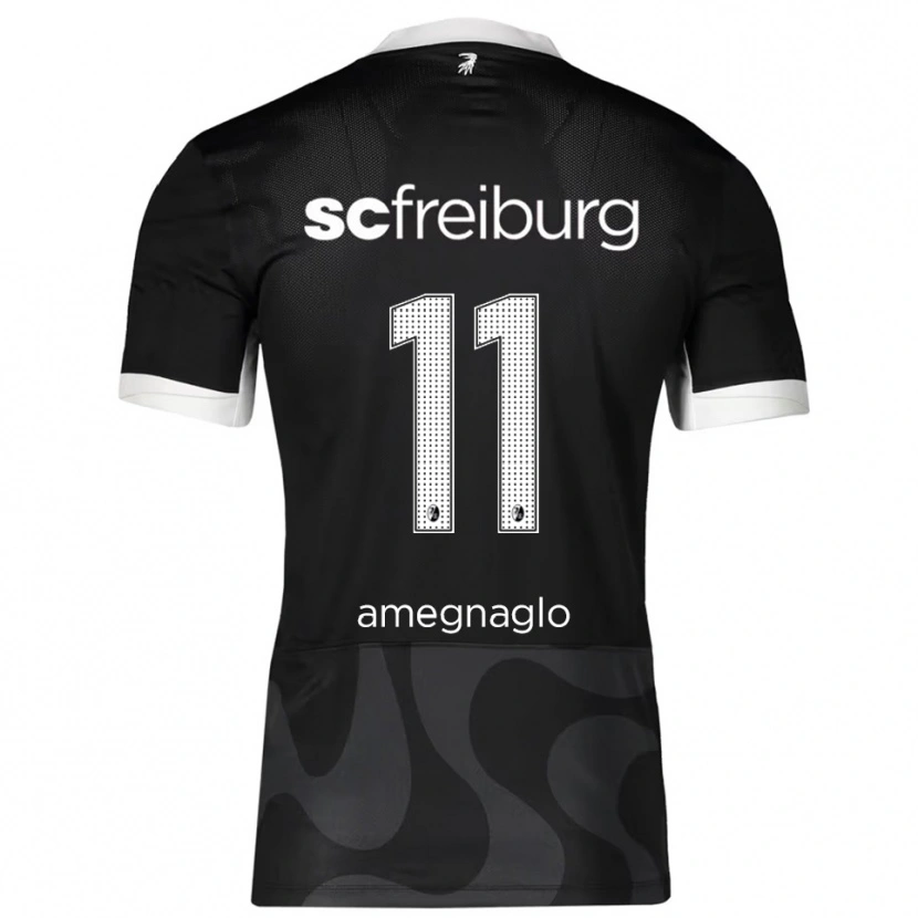Danxen Mænd David Amegnaglo #11 Sort Hvid Udebane Spillertrøjer 2025/26 Trøje T-Shirt