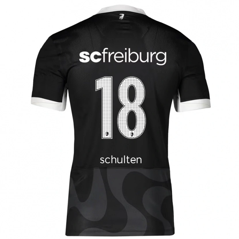 Danxen Mænd Luca Schulten #18 Sort Hvid Udebane Spillertrøjer 2025/26 Trøje T-Shirt