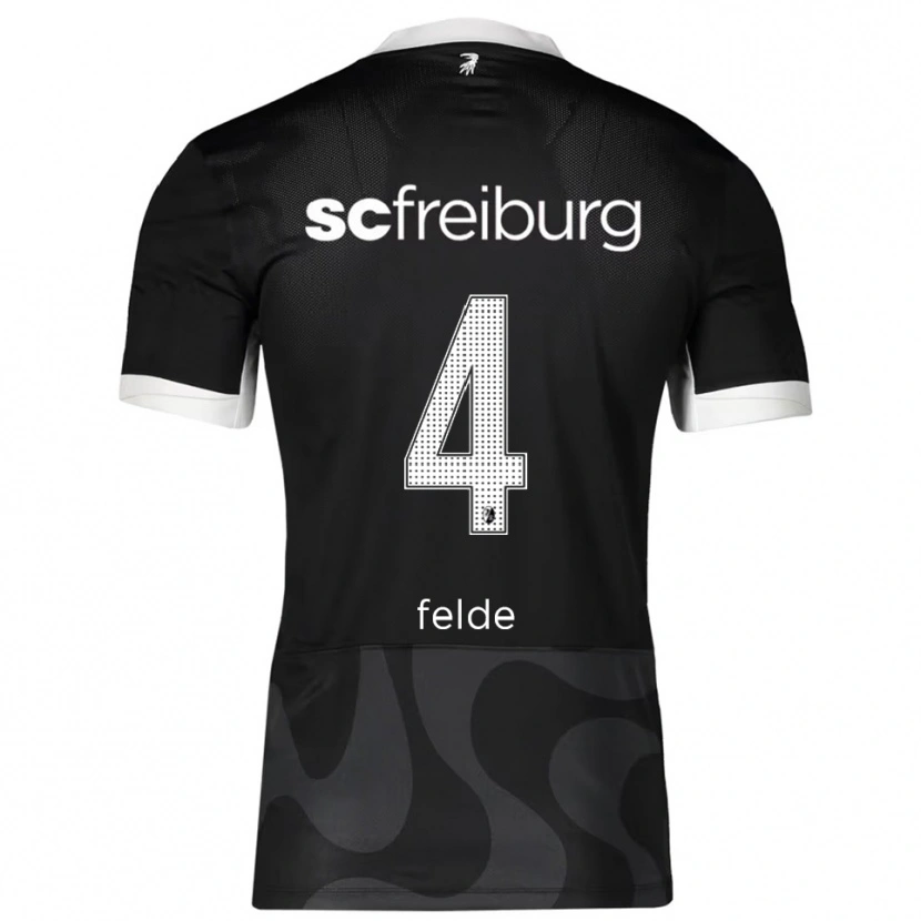 Danxen Mænd Meret Felde #4 Sort Hvid Udebane Spillertrøjer 2025/26 Trøje T-Shirt