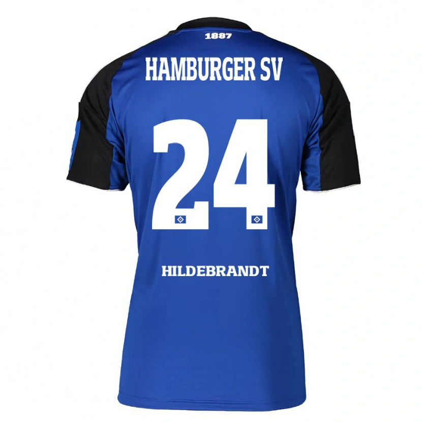 Danxen Mænd Tjark Hildebrandt #24 Blå Sort Udebane Spillertrøjer 2025/26 Trøje T-Shirt