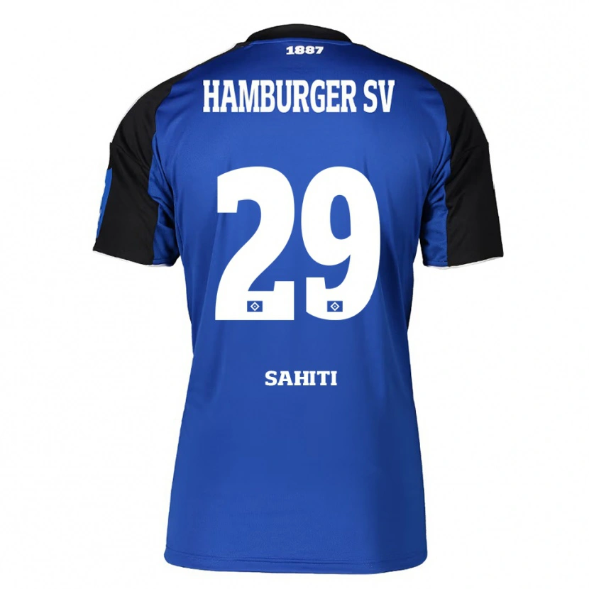 Danxen Mænd Emir Sahiti #29 Blå Sort Udebane Spillertrøjer 2025/26 Trøje T-Shirt