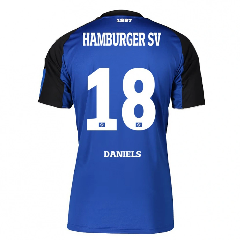 Danxen Mænd Jannis Daniels #18 Blå Sort Udebane Spillertrøjer 2025/26 Trøje T-Shirt