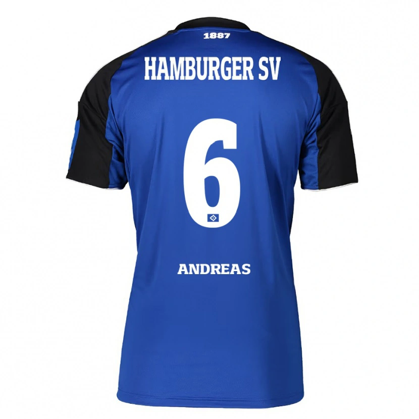 Danxen Mænd Noah Andreas #6 Blå Sort Udebane Spillertrøjer 2025/26 Trøje T-Shirt